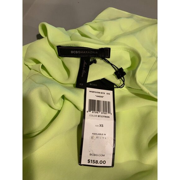 BCBG Max Azria Bright Citron Yellow "Andie" Draped Back Shirt, Size XS, NWT! - Picture 5 of 5
